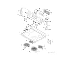 GE GRF400PV1WW control panel & cooktop diagram