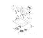 GE GRF400SV1WW control panel & cooktop diagram