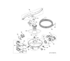 GE CDT888P2V1S1 motor, sump & filter assembly diagram