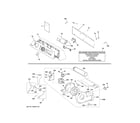 GE PTD70GBPT0DG backsplash, blower & motor assembly diagram