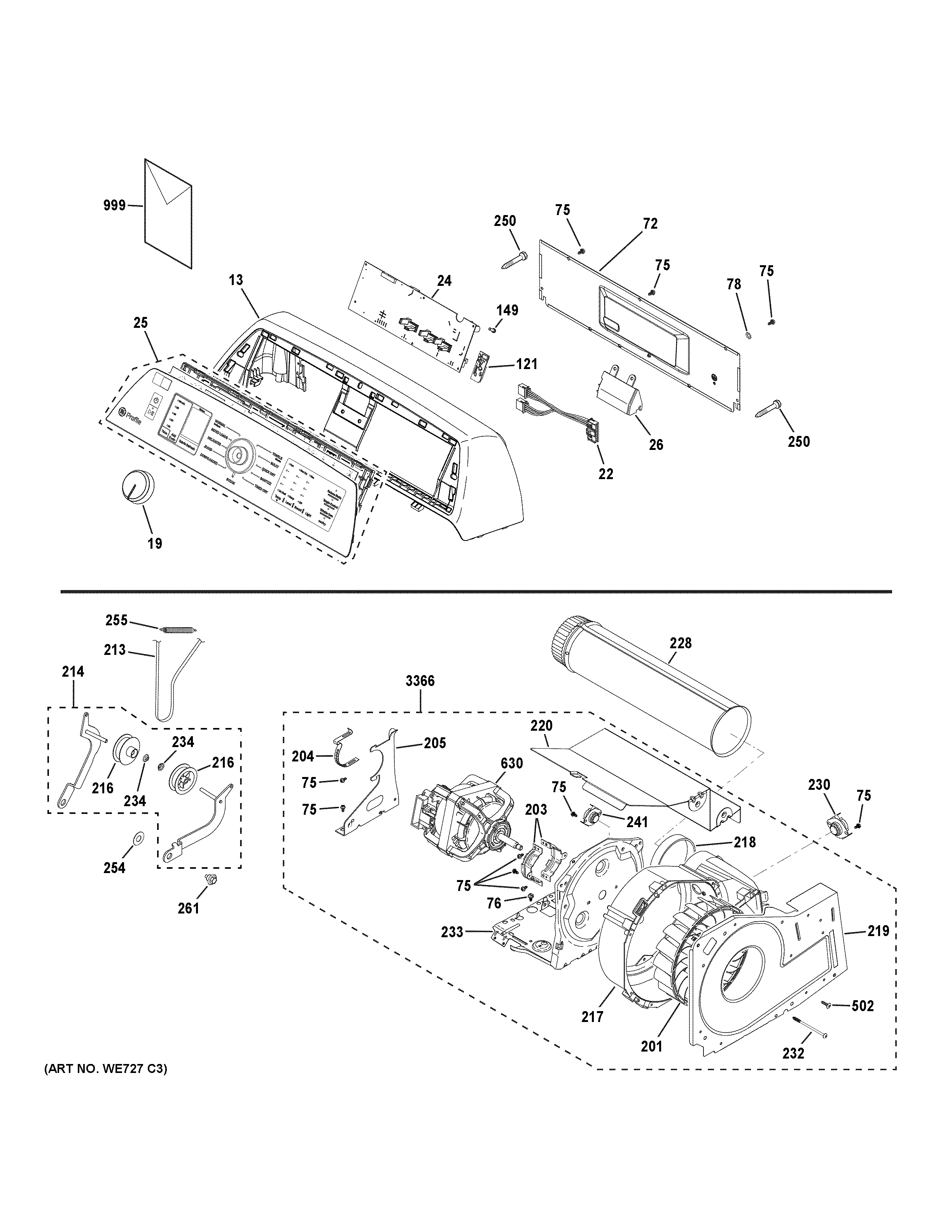 BACKSPLASH, BLOWER & MOTOR ASSEMBLY