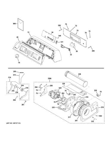 Backsplash, blower & motor assembly