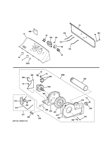 Backsplash, blower & motor assembly