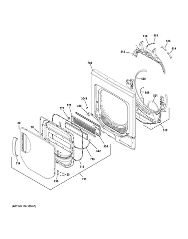 Dryer front panel & door