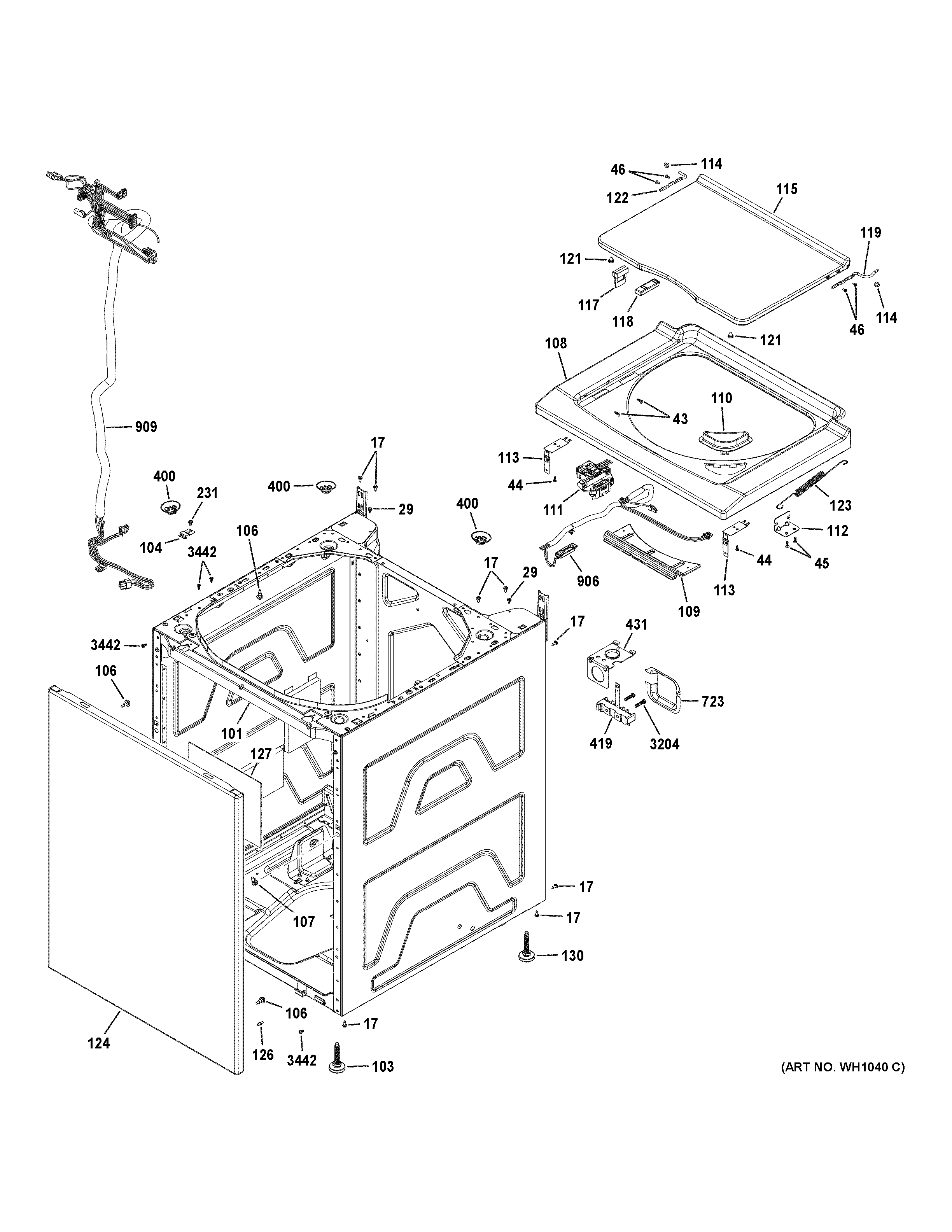 Washer cabinet & lid