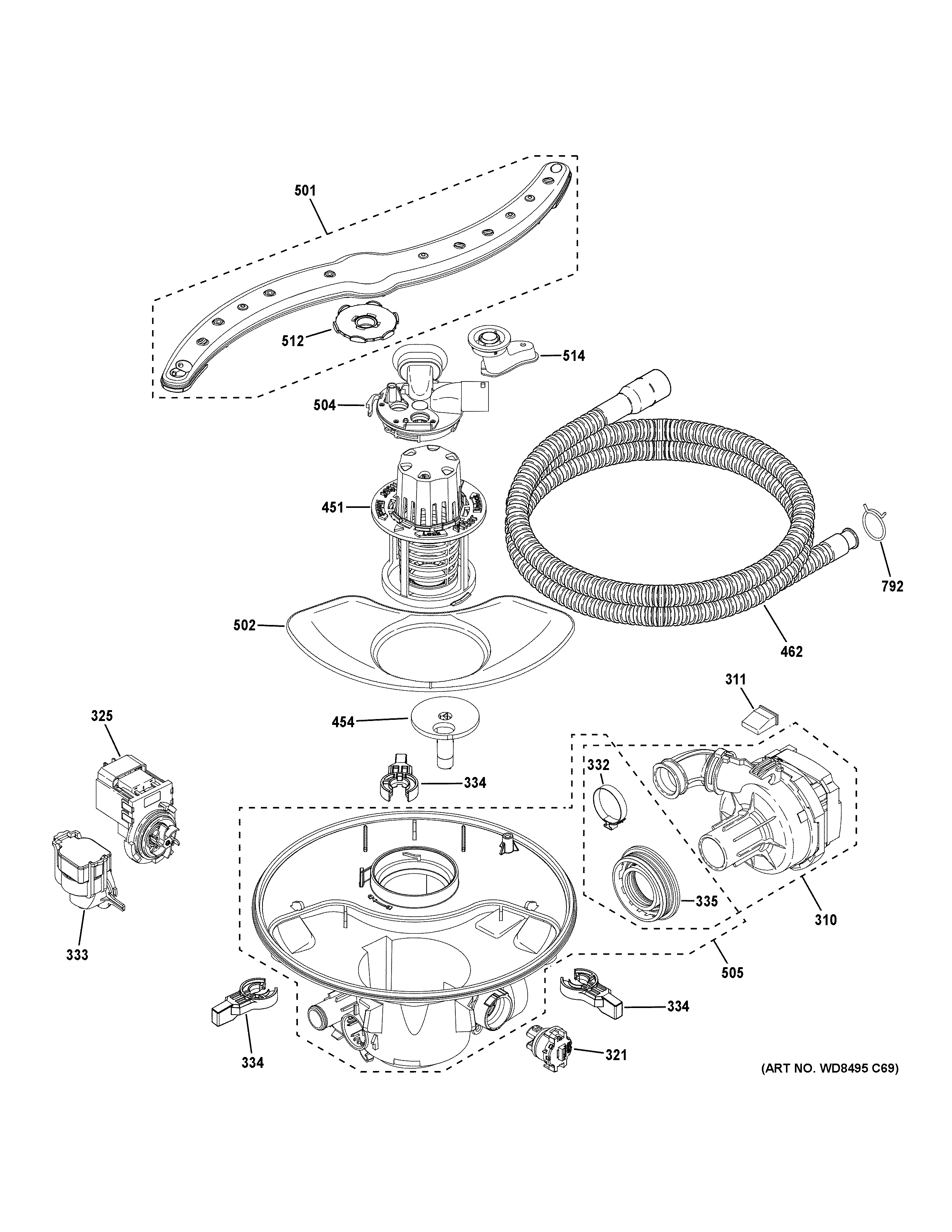 MOTOR, SUMP & FILTER ASSEMBLY