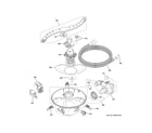 GE PDT715SYV1FS motor, sump & filter assembly diagram