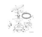 GE GDF650SYV1FS motor, sump & filter assembly diagram