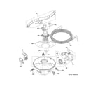 GE GDP670SGV1BB motor, sump & filter assembly diagram