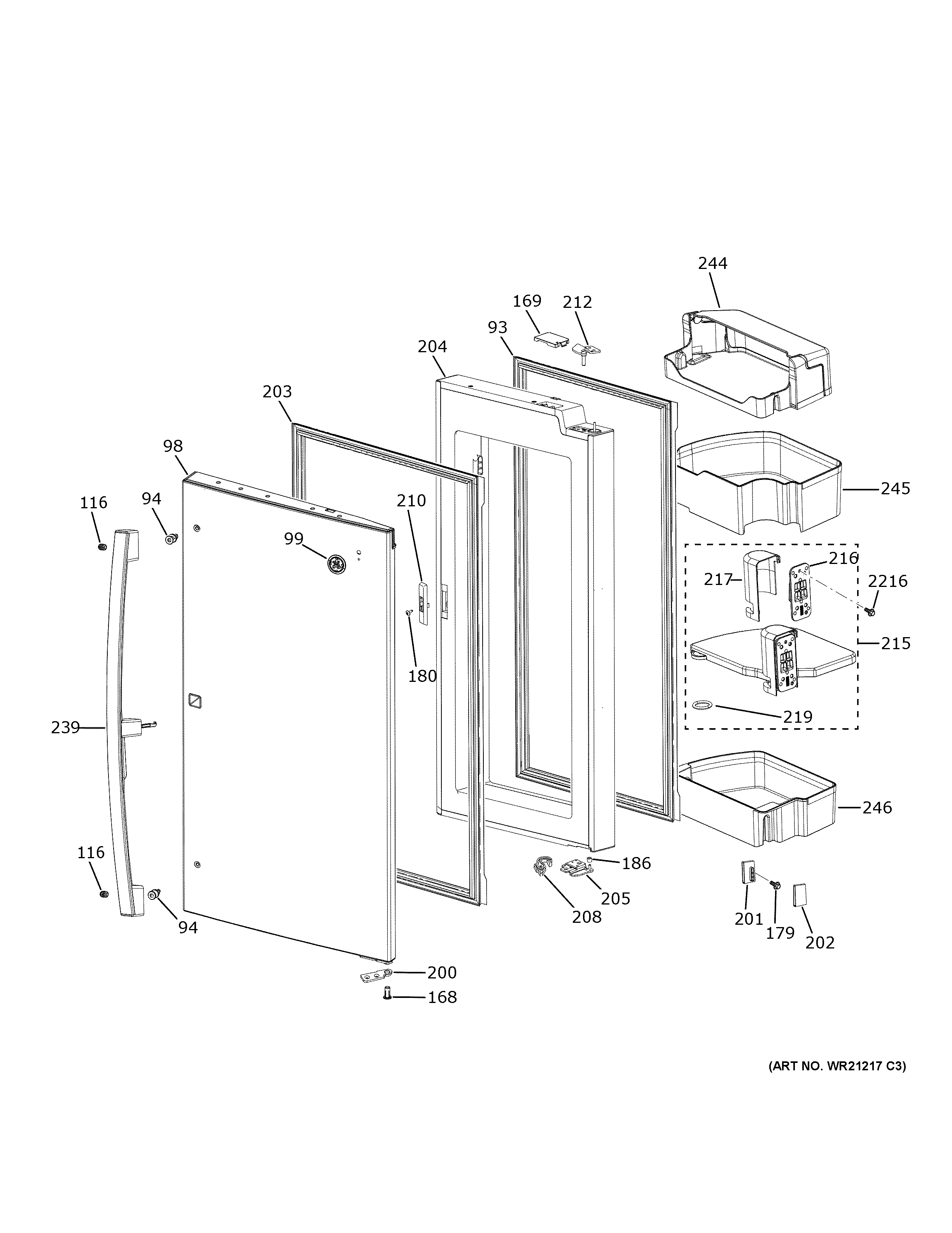 Refrigerator door - rh
