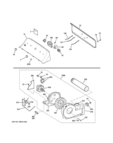 Backsplash, blower & motor assembly