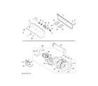 GE GTD42EASJ2WW backsplash, blower & motor assembly diagram