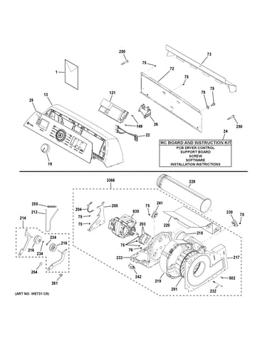 Backsplash, blower & motor assembly