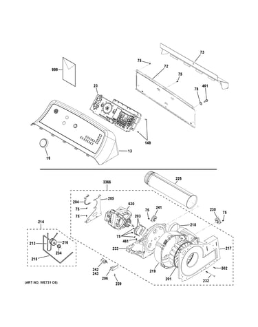Backsplash, blower & motor assembly