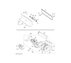 Hotpoint HTX24EASK0WS backsplash, blower & motor assembly diagram