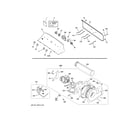 GE GTD42GASJ3WW backsplash, blower & motor assembly diagram