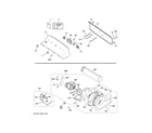 GE GTX33GASK1WW backsplash, blower & motor assembly diagram