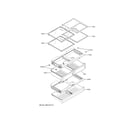 GE GYE21JYMBFFS fresh food shelves diagram