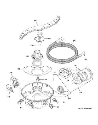 Motor, sump & filter assembly
