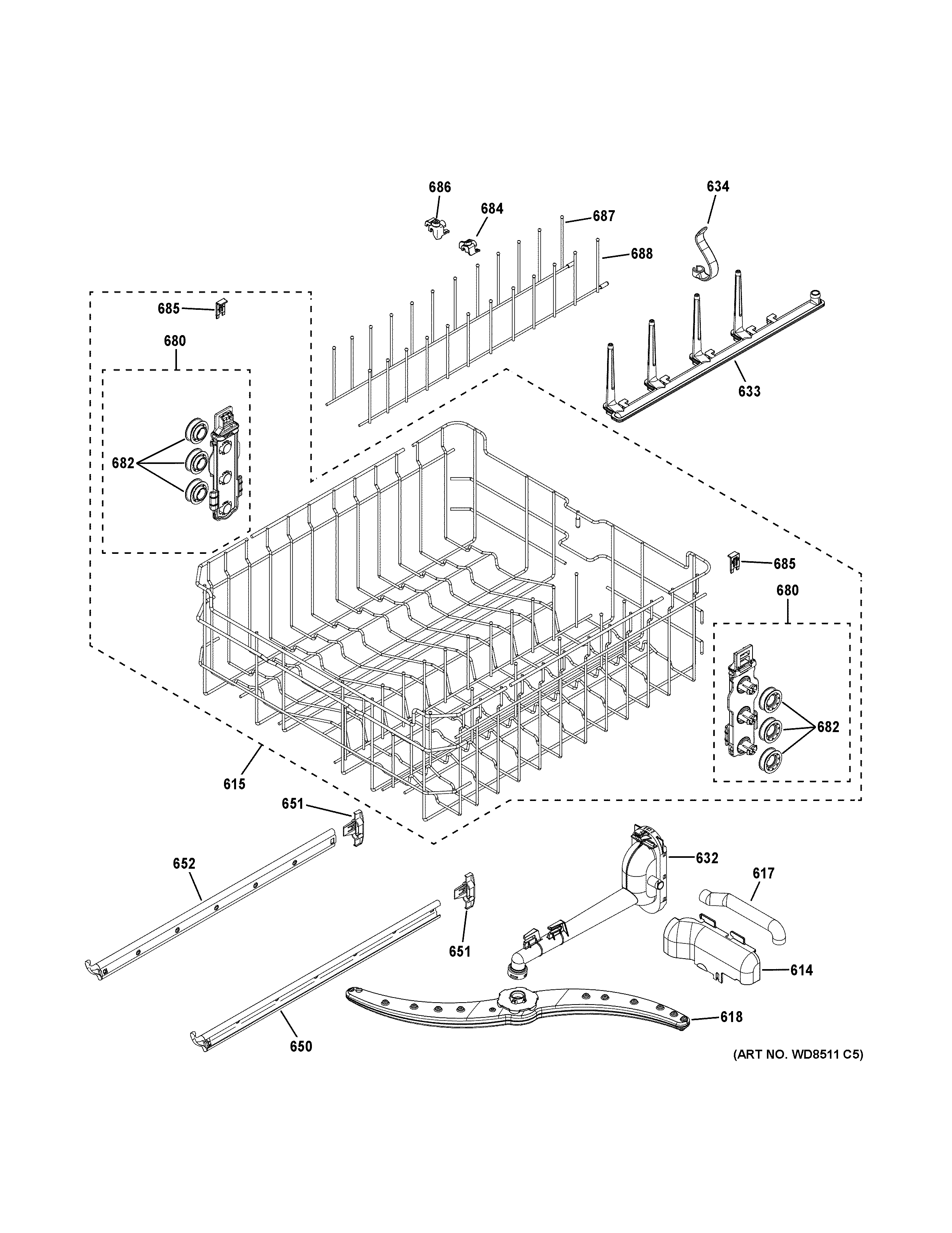 Upper rack assembly