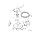 GE GDF650SYV0FS motor, sump & filter assembly diagram