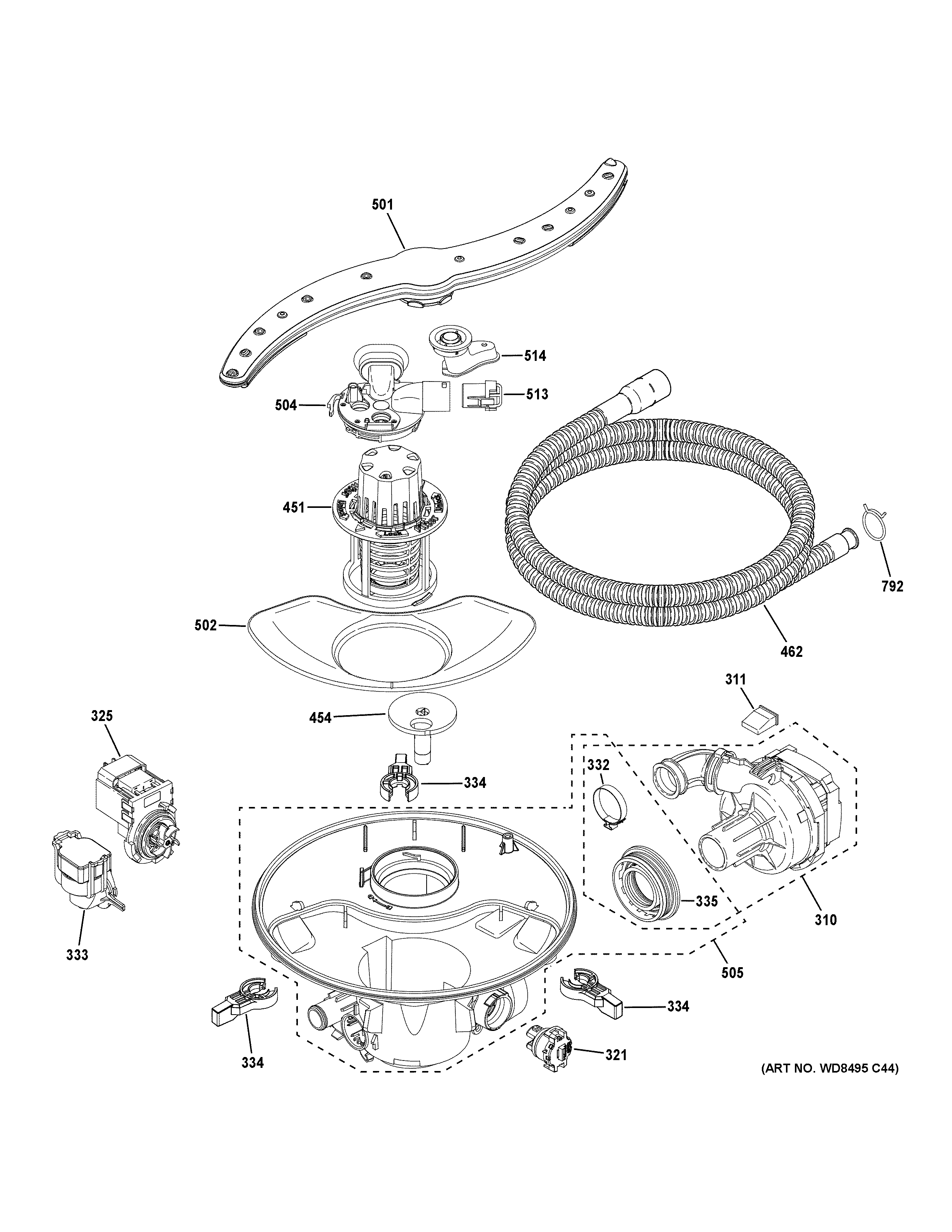 MOTOR, SUMP & FILTER ASSEMBLY