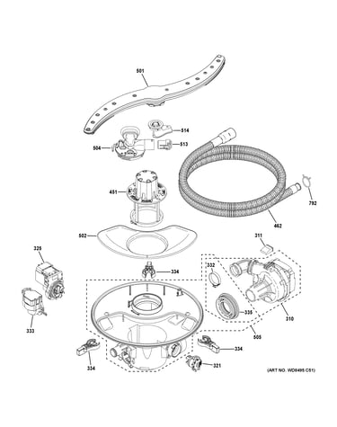 Motor, sump & filter assembly