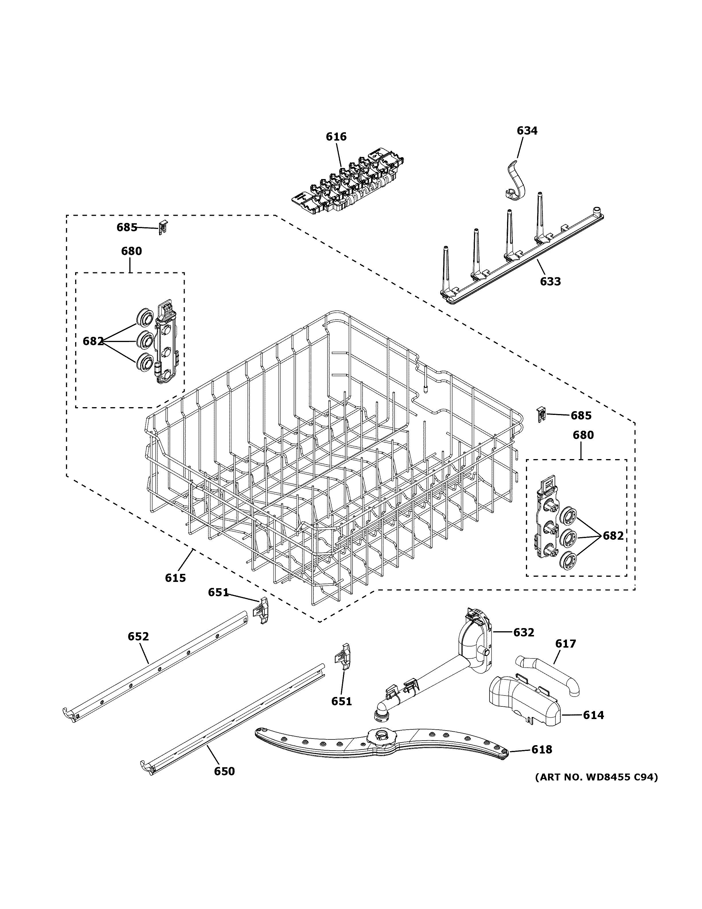Upper rack assembly