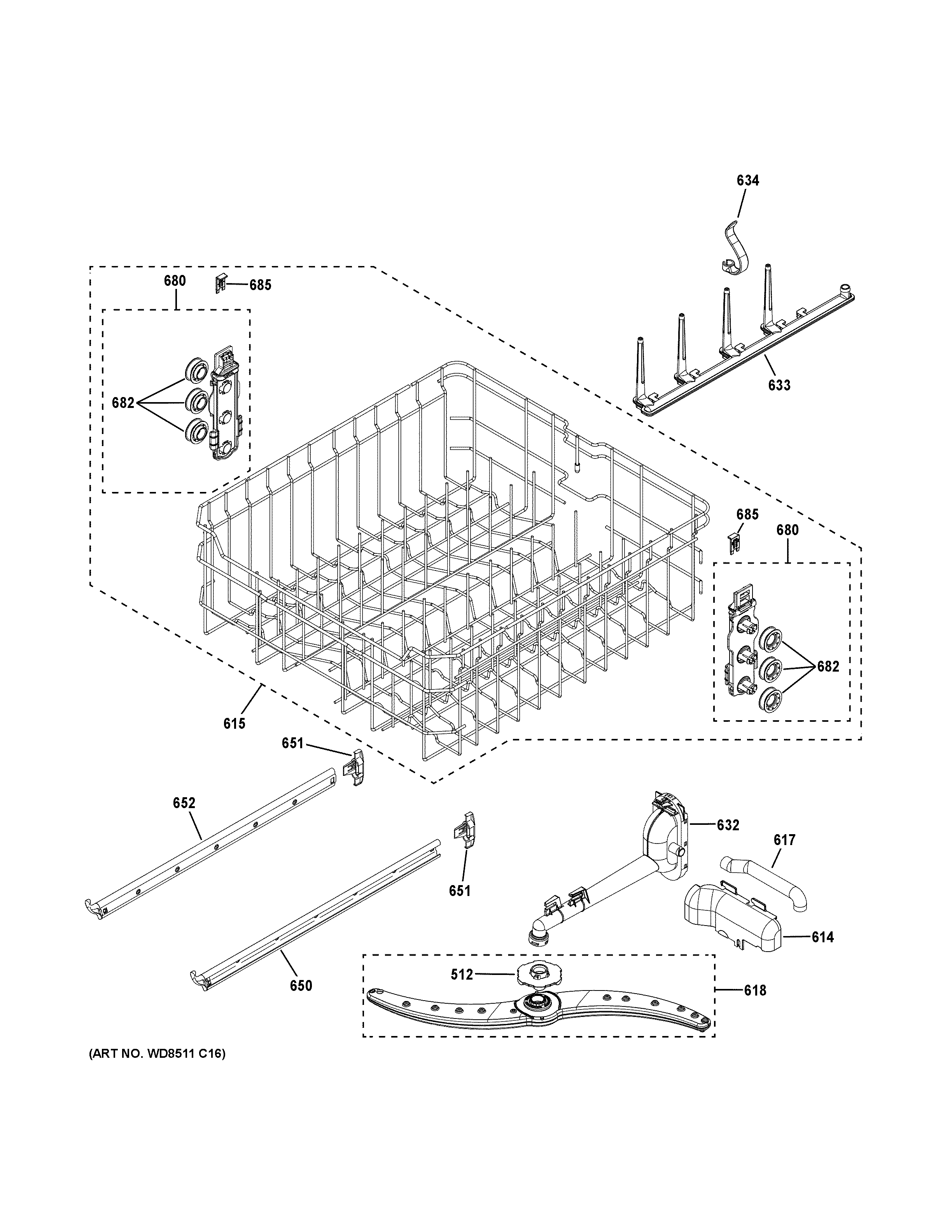 Upper rack assembly