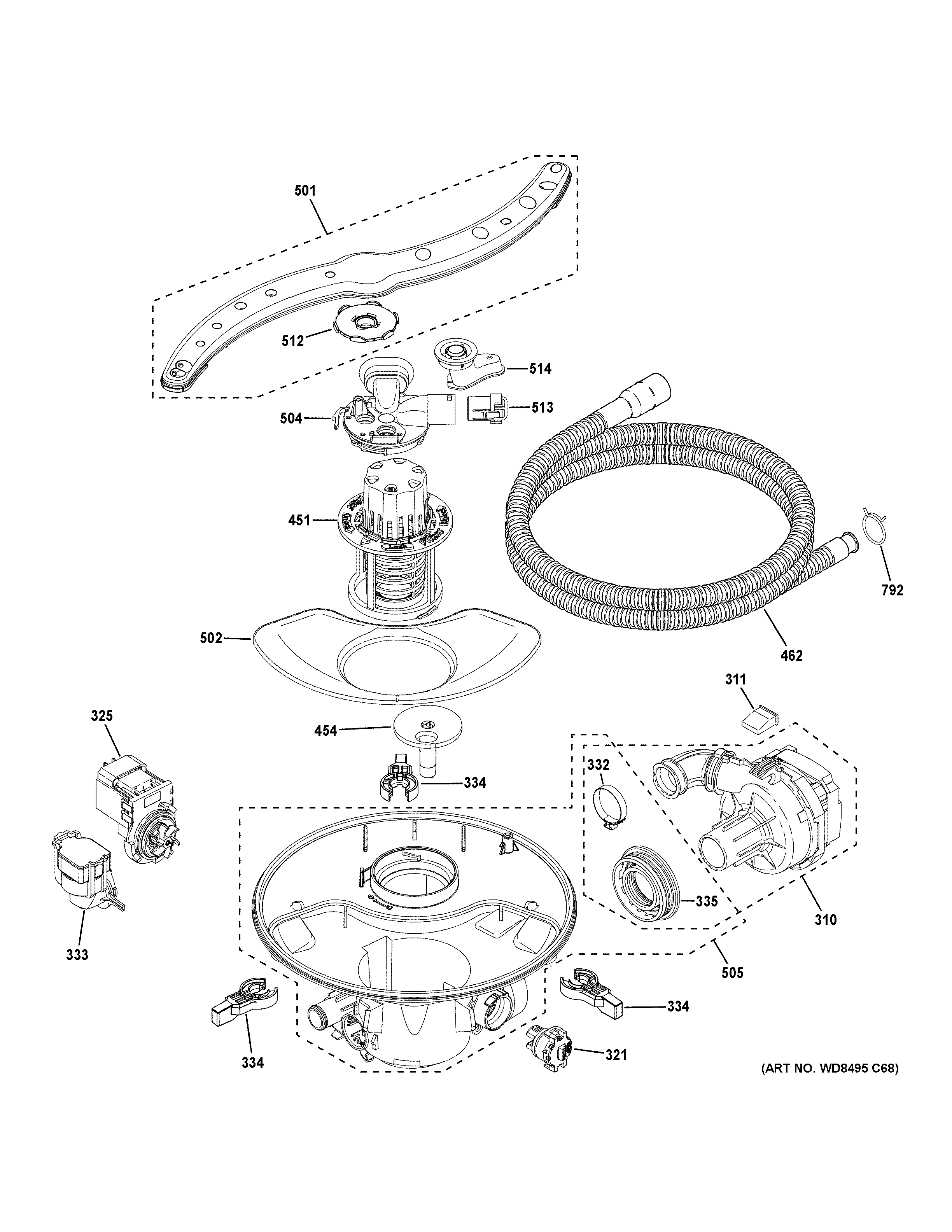 Motor, sump & filter assembly