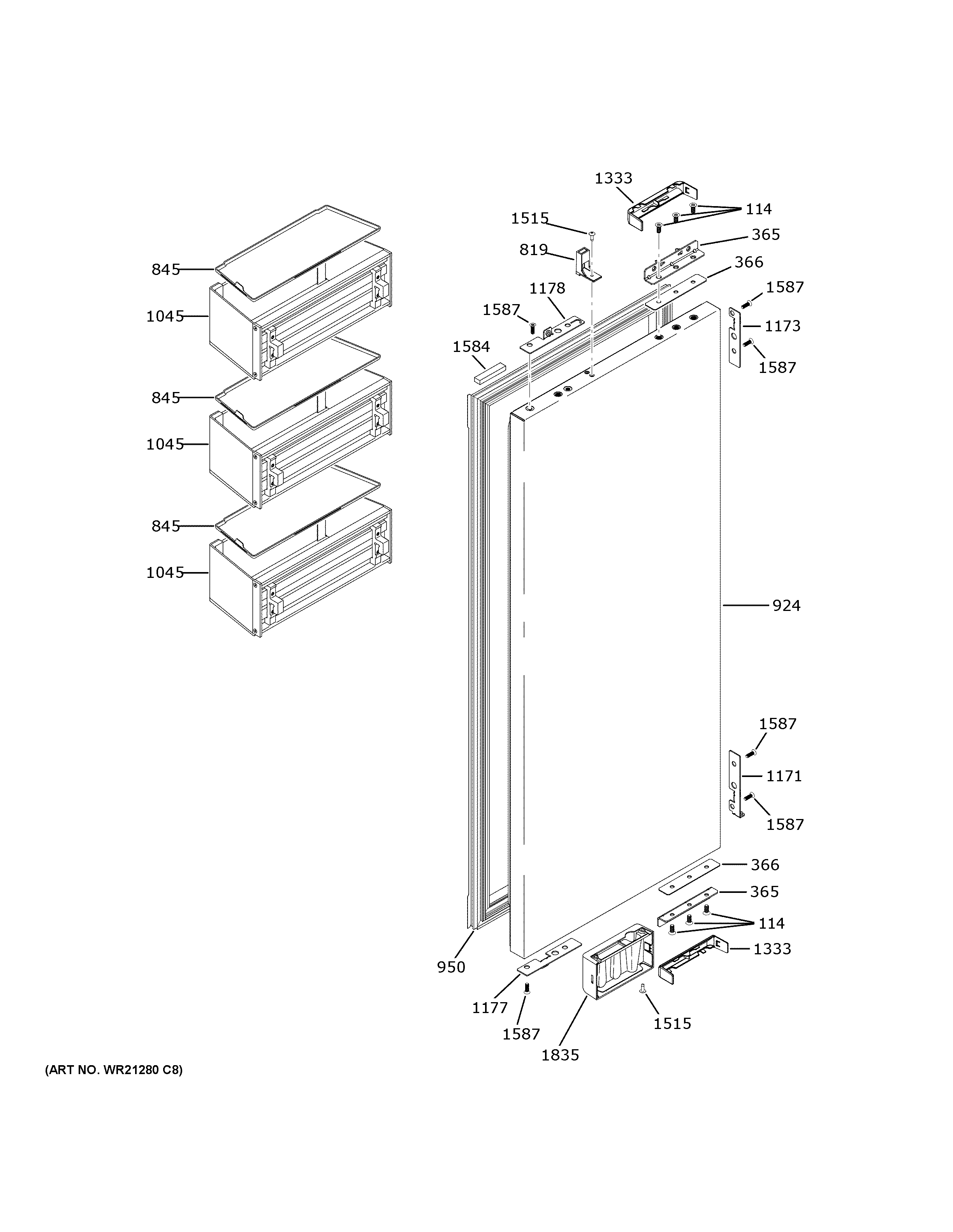 Refrigerator door - rh