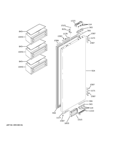 Refrigerator door - rh