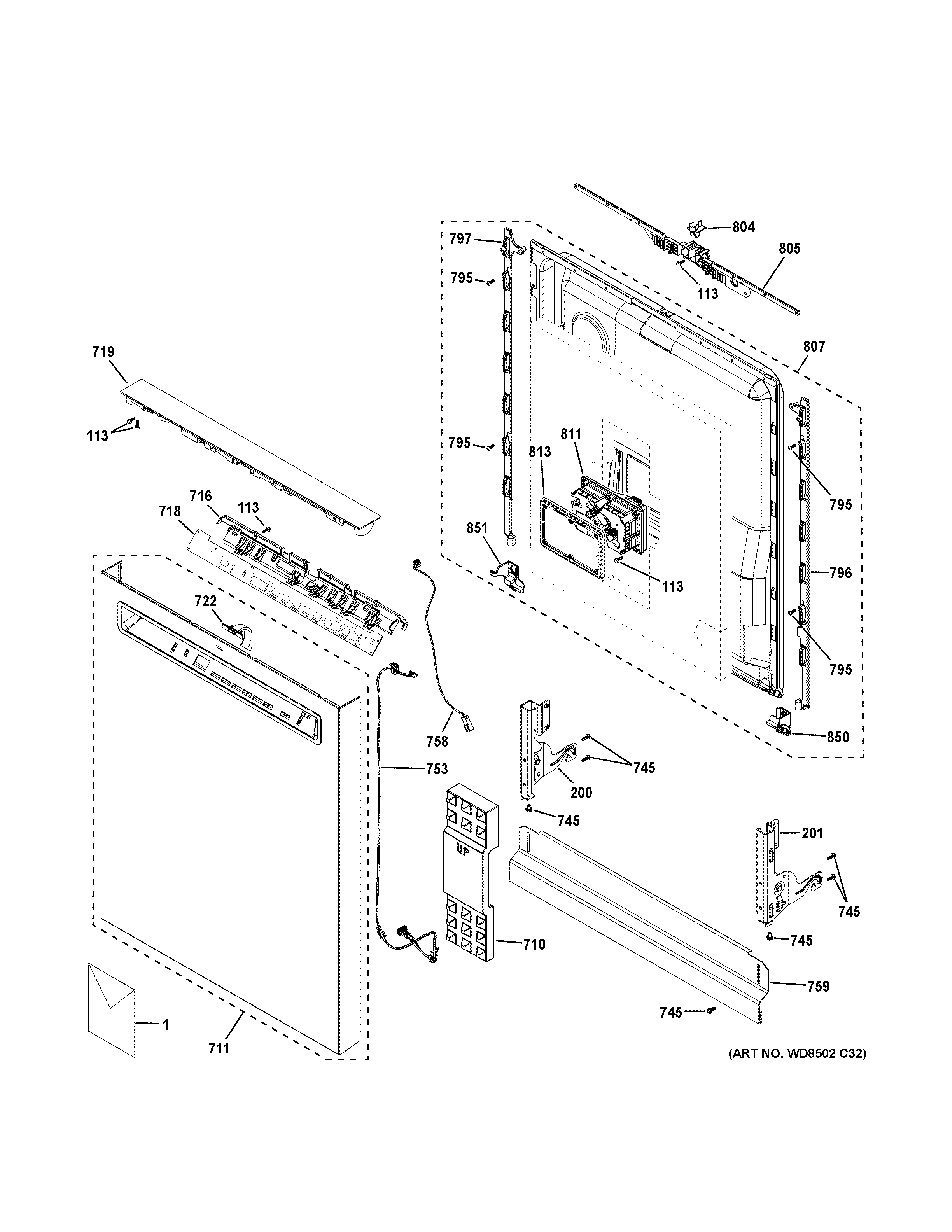 ESCUTCHEON & DOOR ASSEMBLY