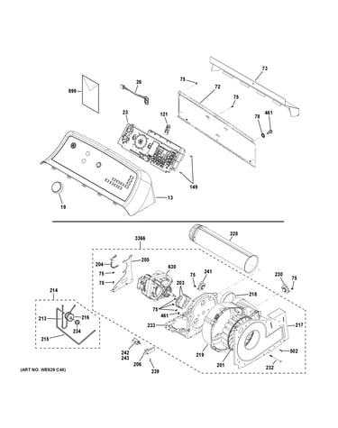 Backsplash, blower & motor assembly