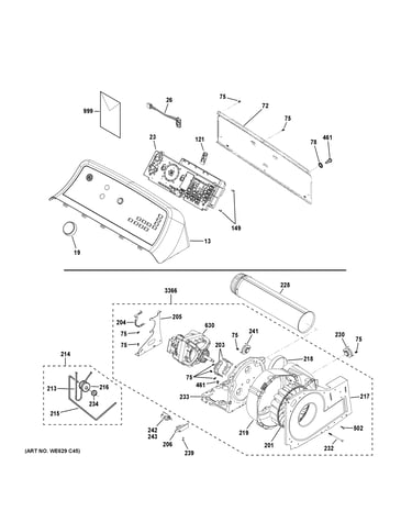 Backsplash, blower & motor assembly