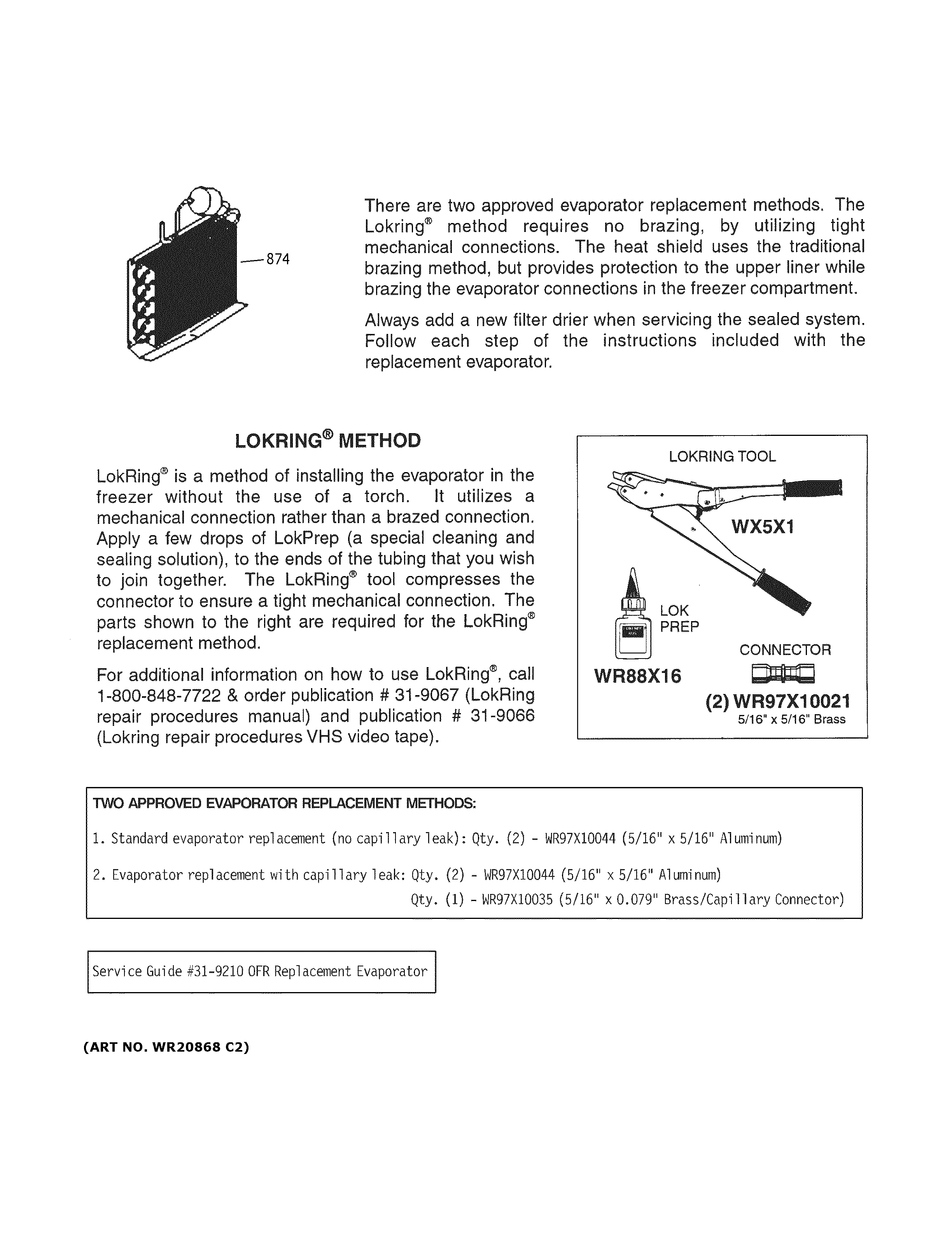 EVAPORATOR INSTRUCTIONS