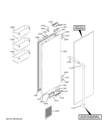 Refrigerator door - rh