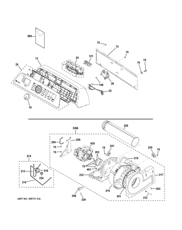 Backsplash, blower & motor assembly
