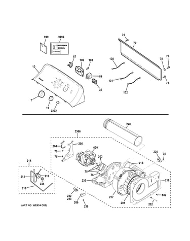 Backsplash, blower & motor assembly
