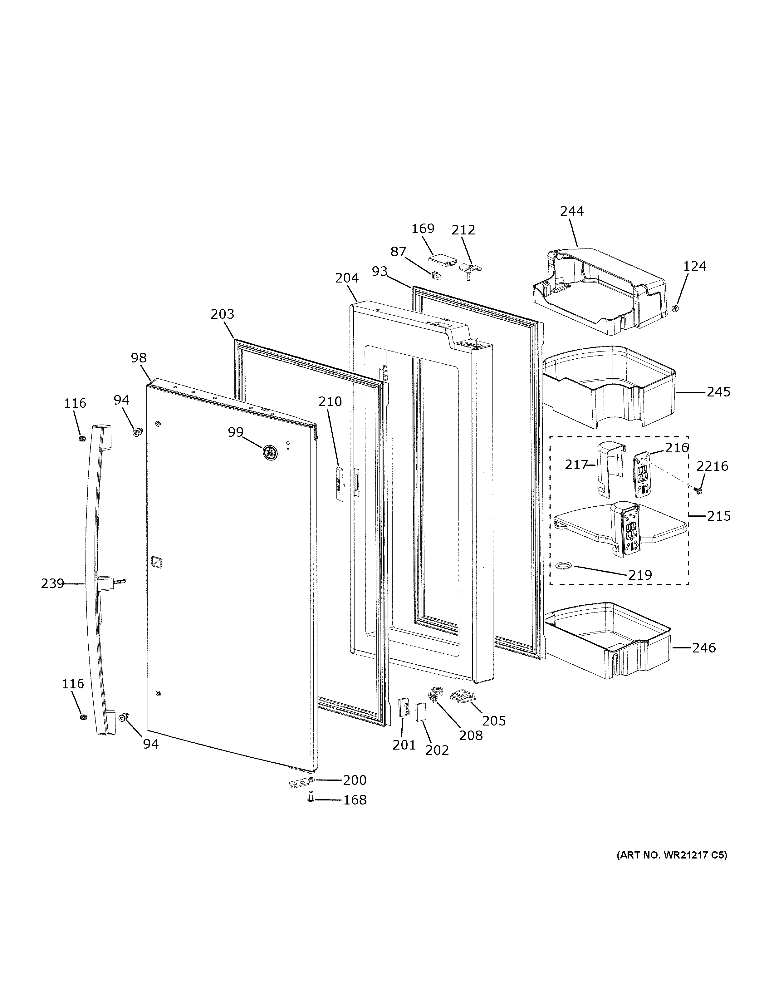 Refrigerator door - rh