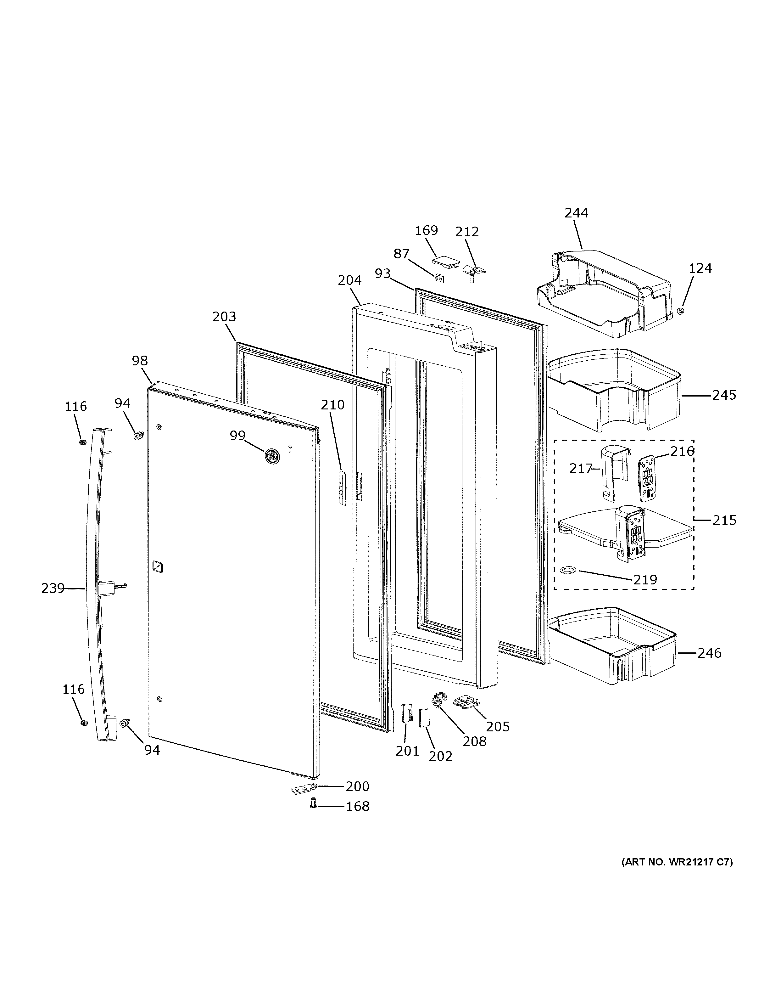 Refrigerator door - rh
