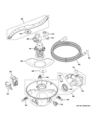 Motor, sump & filter assembly