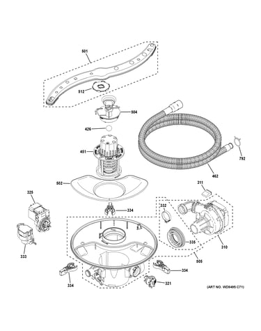 Motor, sump & filter assembly