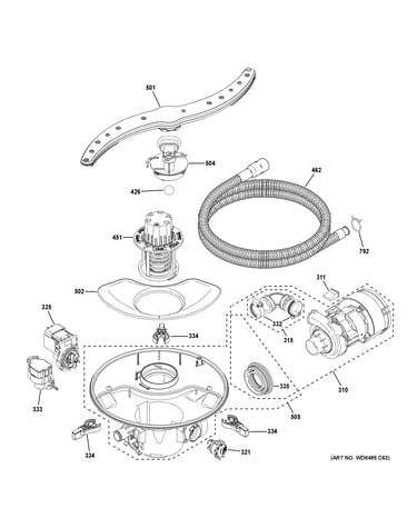 Motor, sump & filter assembly