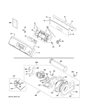 Backsplash, blower & motor assembly