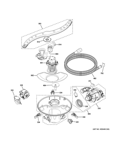 Motor, sump & filter assembly