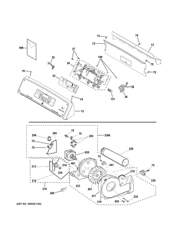 Backsplash, blower & motor assembly