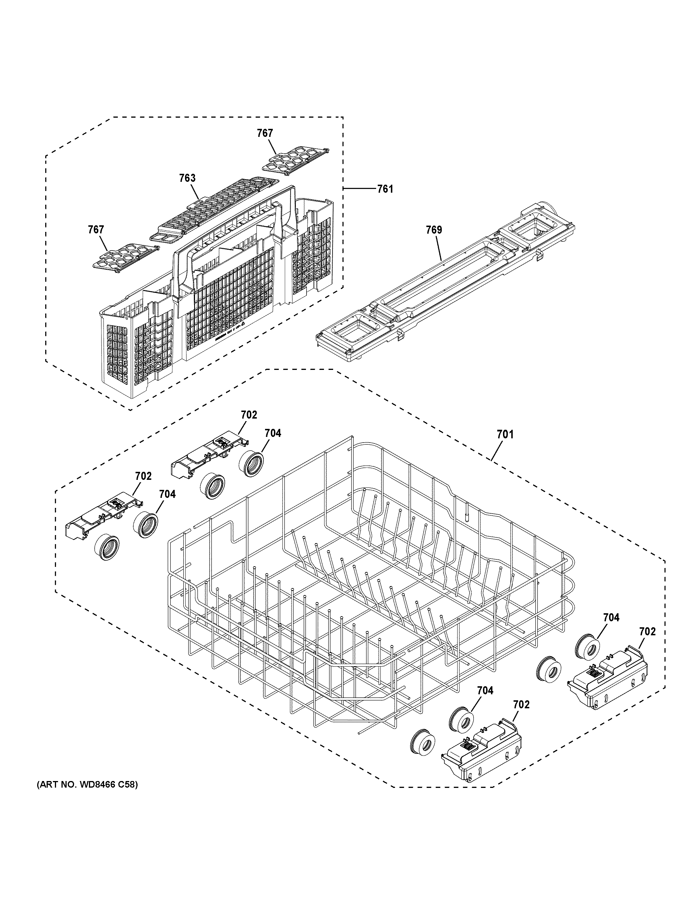 Lower rack assembly