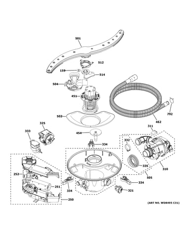 Motor, sump & filter assembly