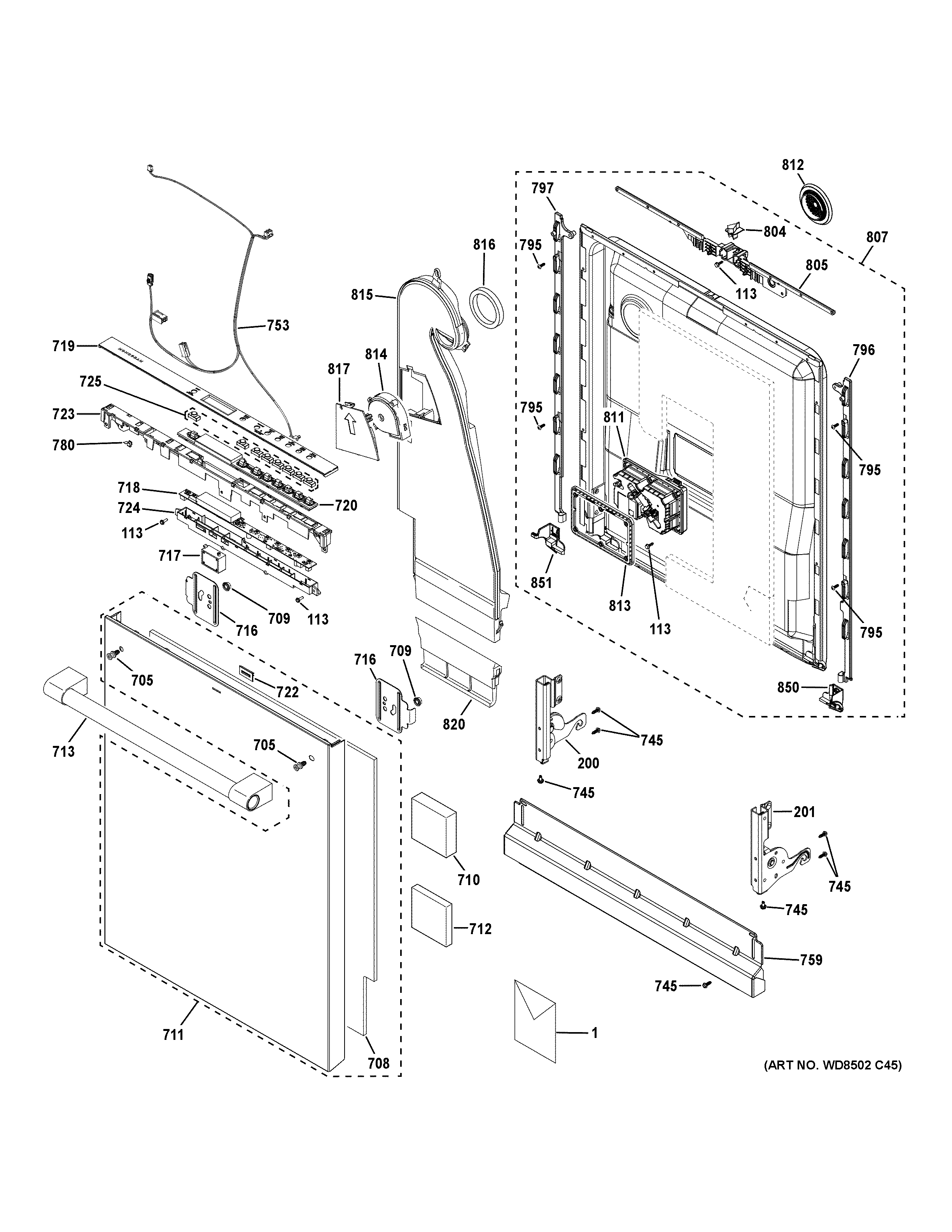 Escutcheon & door assembly